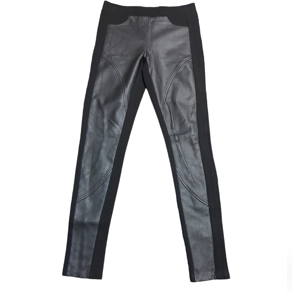 Olivaceous Pant Leggings with leather size S color Black 75% Rayon.
